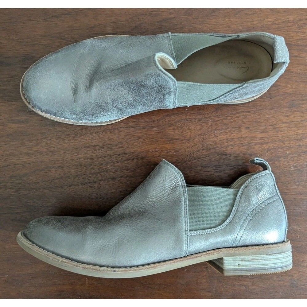 Clarks Edenvale Metallic Gold Leather Ankle Booties Casual Comfort Womens *Read*